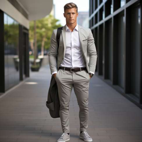 casual shoes with grey pants