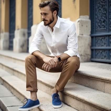 Smart Casual Chinos with denim shoes
