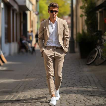 Khaki Suit with perfect shoes