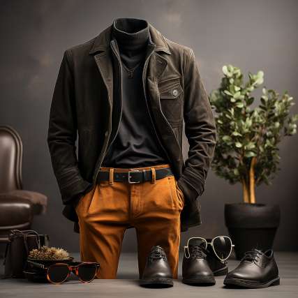 brown corduroy pants with shoes outfit mens