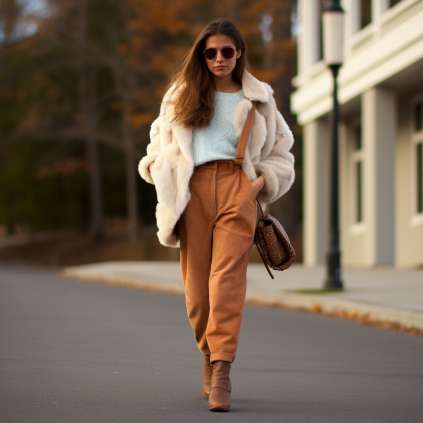 Shearling Jackets and Moccasins with Paper Bag Pants