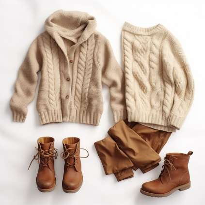 UGG Boots and Cable-Knit Sweaters with Paper Bag Pants