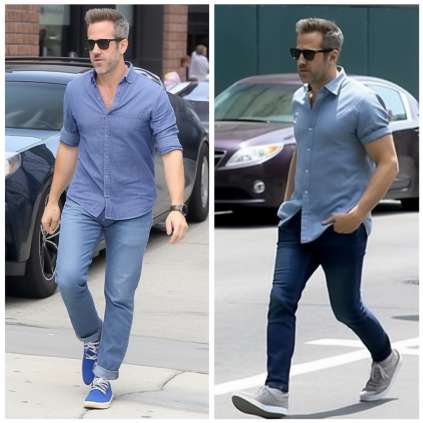 Ryan Reynolds wearing denim shoes