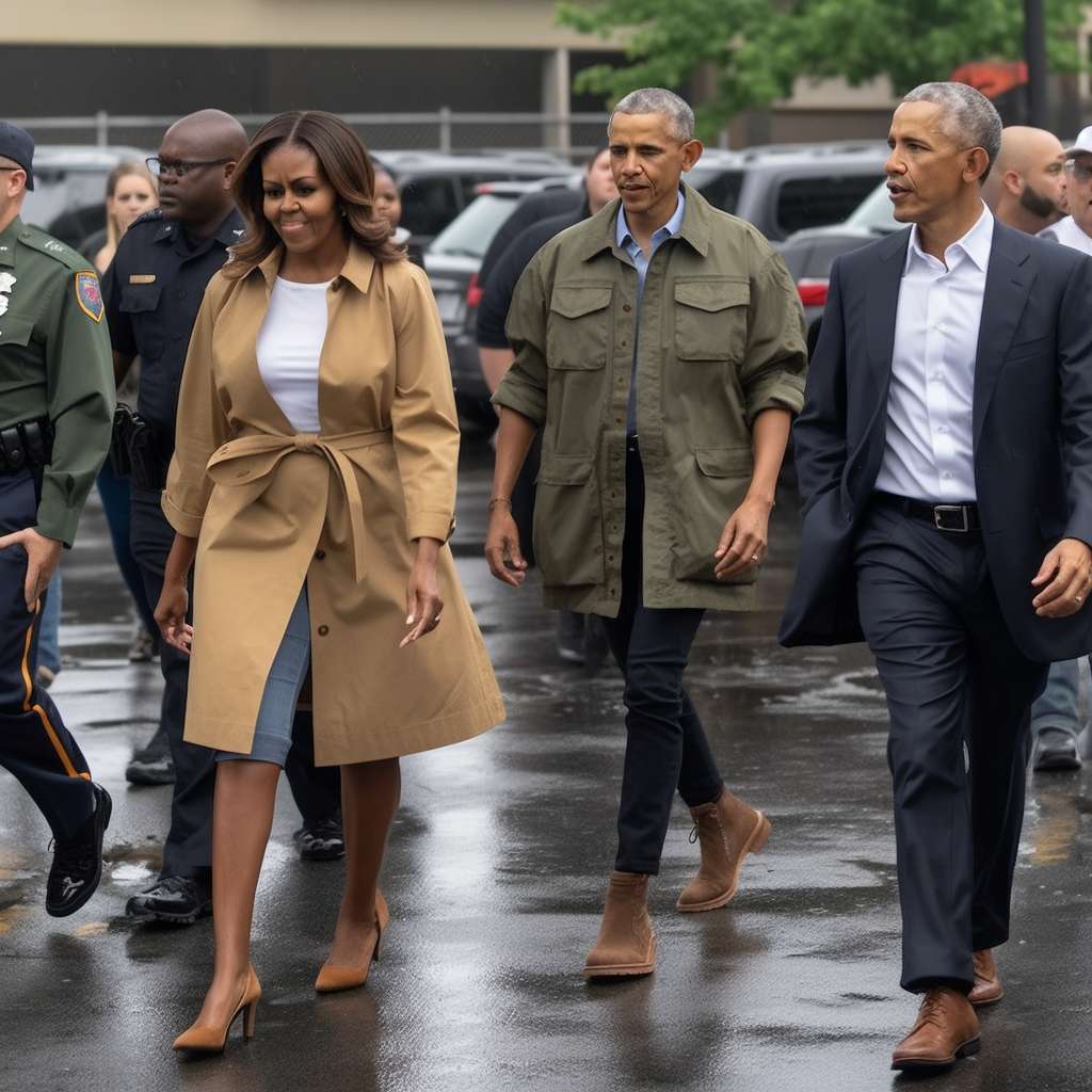 Michelle Obama wearing cognac shoes