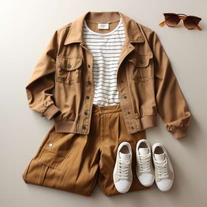  White Sneakers with brown corduroy pants 