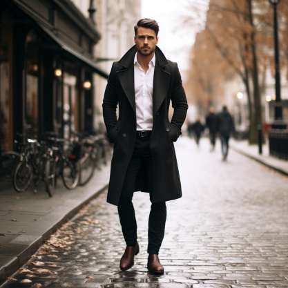 How to Wear a Black Peacoat with Brown Shoes For Men