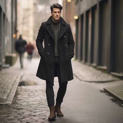 How to Wear a Black Peacoat with Brown Shoes For Men