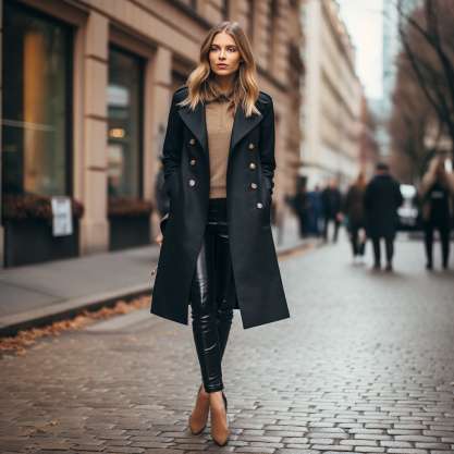 How to Wear a Black Peacoat with Brown Shoes?