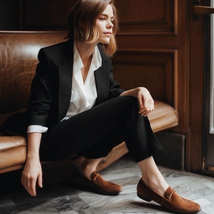 How to Style Black Jacket with Brown Shoes
