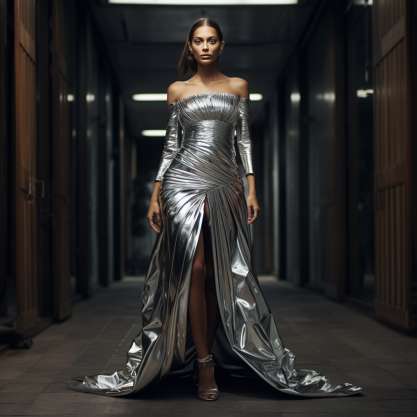 Silver Dress With Silver Heels