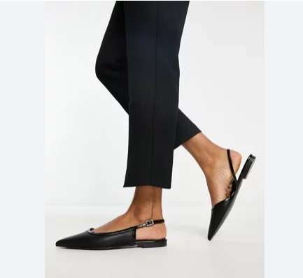  sling-back flats with a tailored jumpsuit