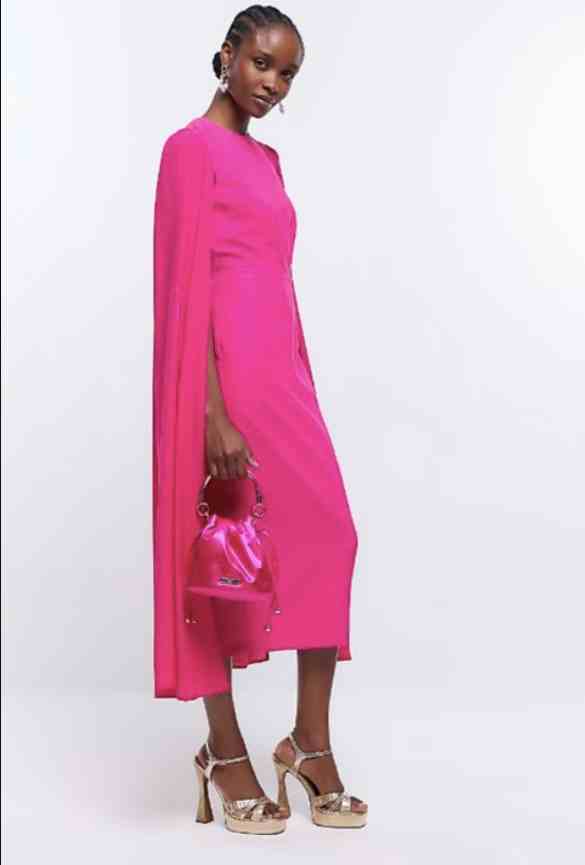 subtle blush-toned heels with Fuchsia Dress