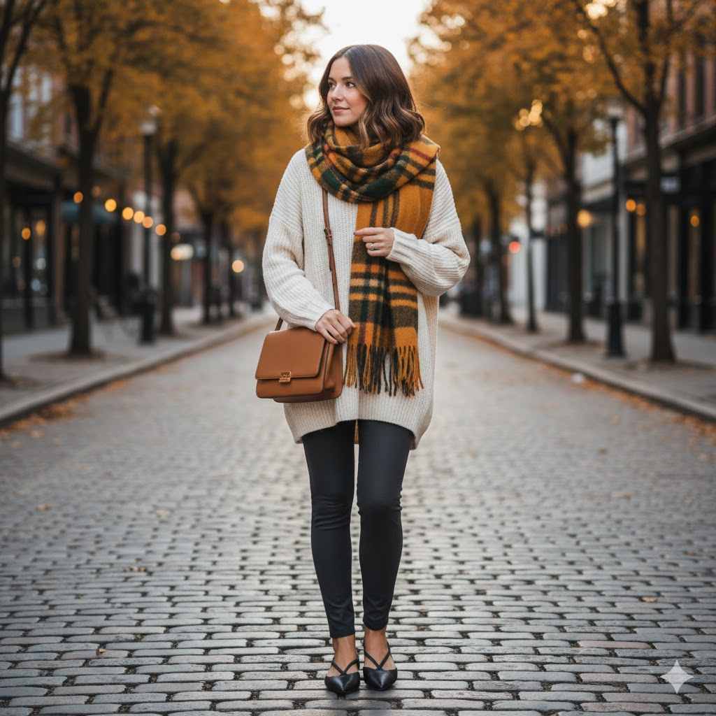 12. Leggings and Sweater with Wedge Boots