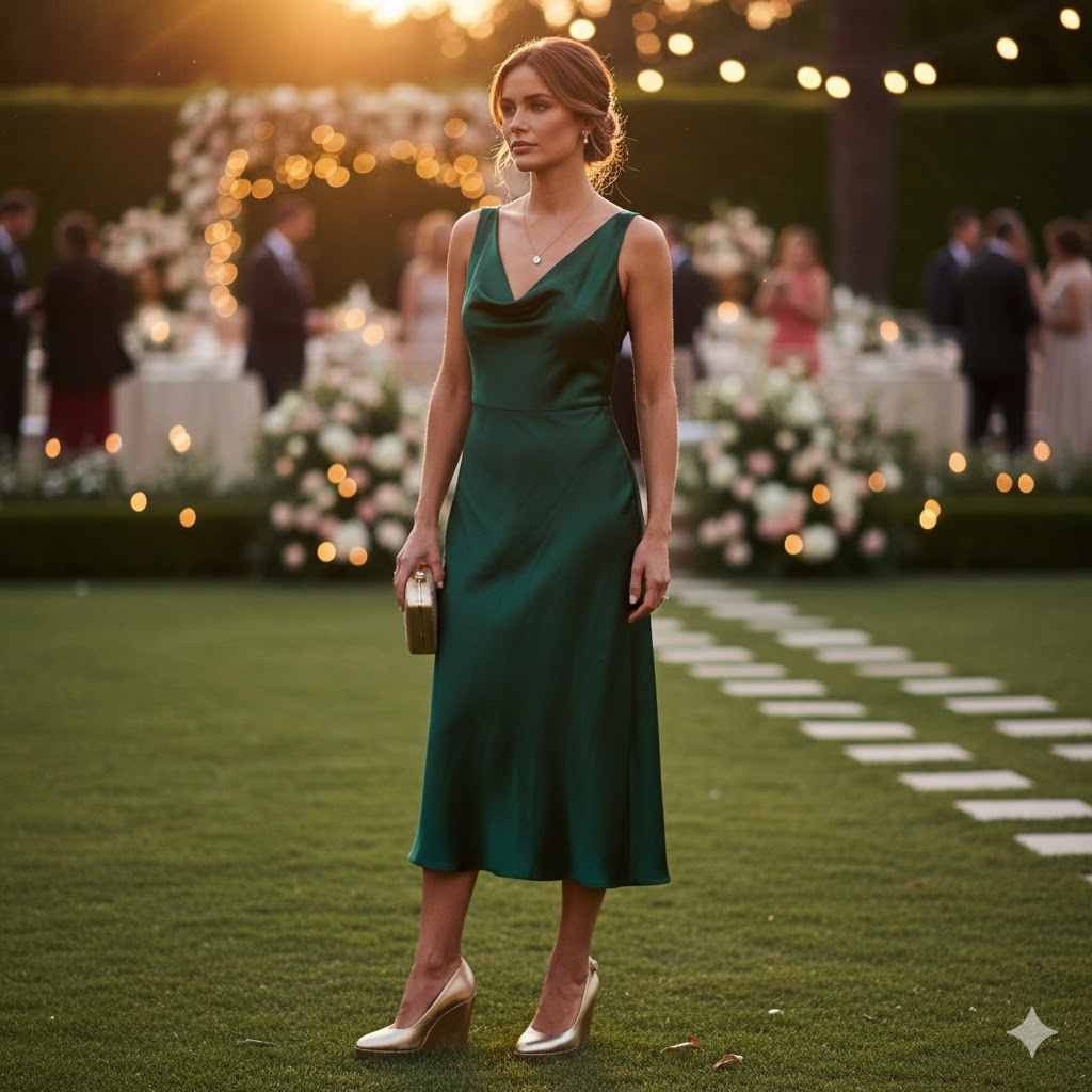 4. Formal Dress with Wedges for Evening Events