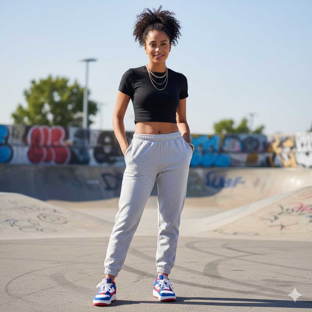 8. Joggers Crop Top DC Color Block Kicks